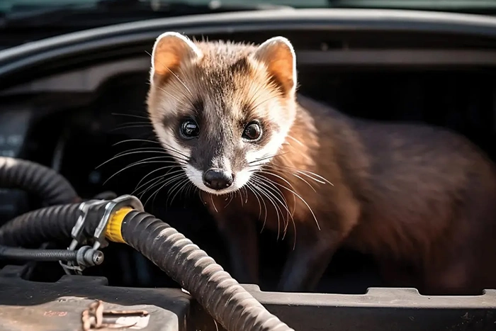 marter onder moterkap