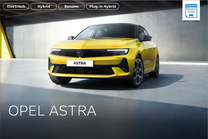 De nieuwe Gele Opel Astra 
