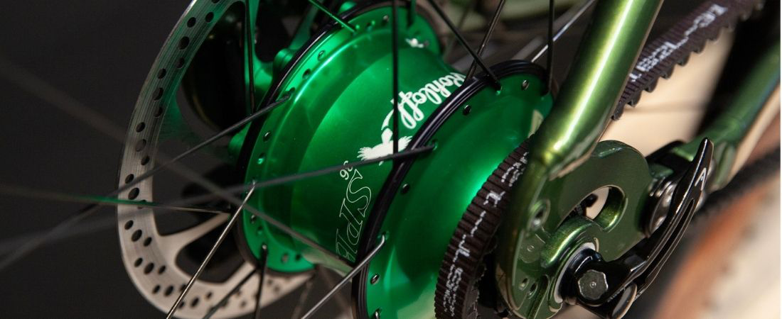 Santos Crosslite met groene Rohloff naaf en riemaandrijving