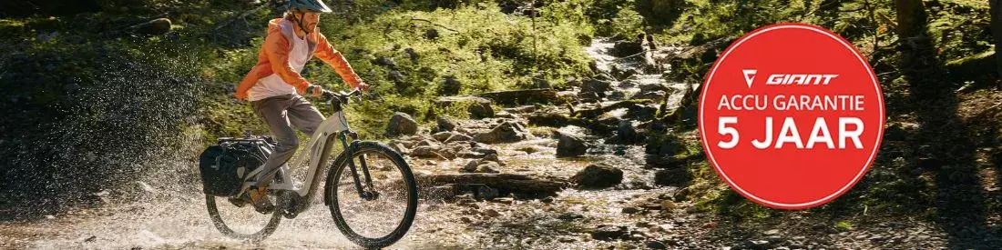 Giant Explore E+ actie met 5 jaar accugarantie label